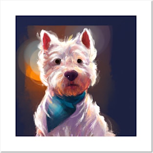 Cute West Highland White Terrier Drawing Posters and Art